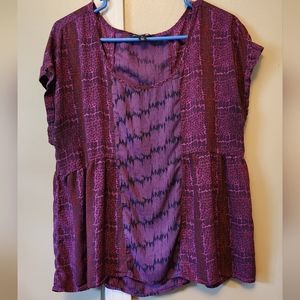 American Eagle Women's Large Purple Animal Print Peplum Shirt